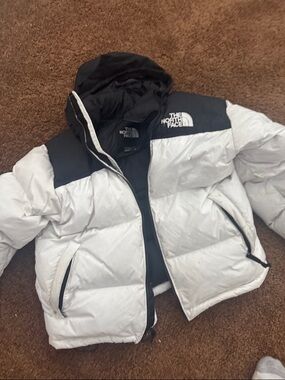 The North Face White and Black Down Puffer Jacket